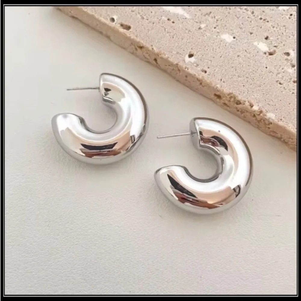 Clearance! New Chunky Balloon Arc Crescent Hoop Earrings - Women Jewelry